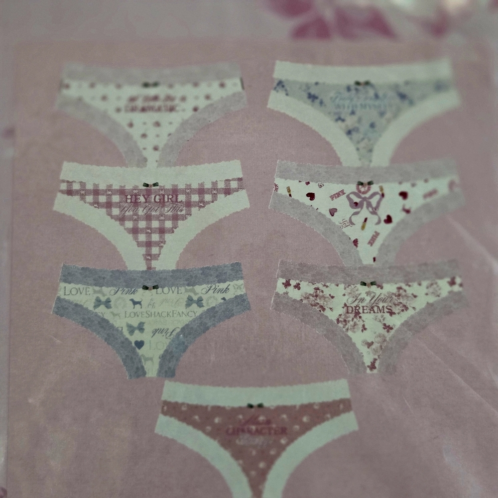 PINK Love Shack Fancy Love Notes Panty Pack Size Large New - Picture 3 of 5